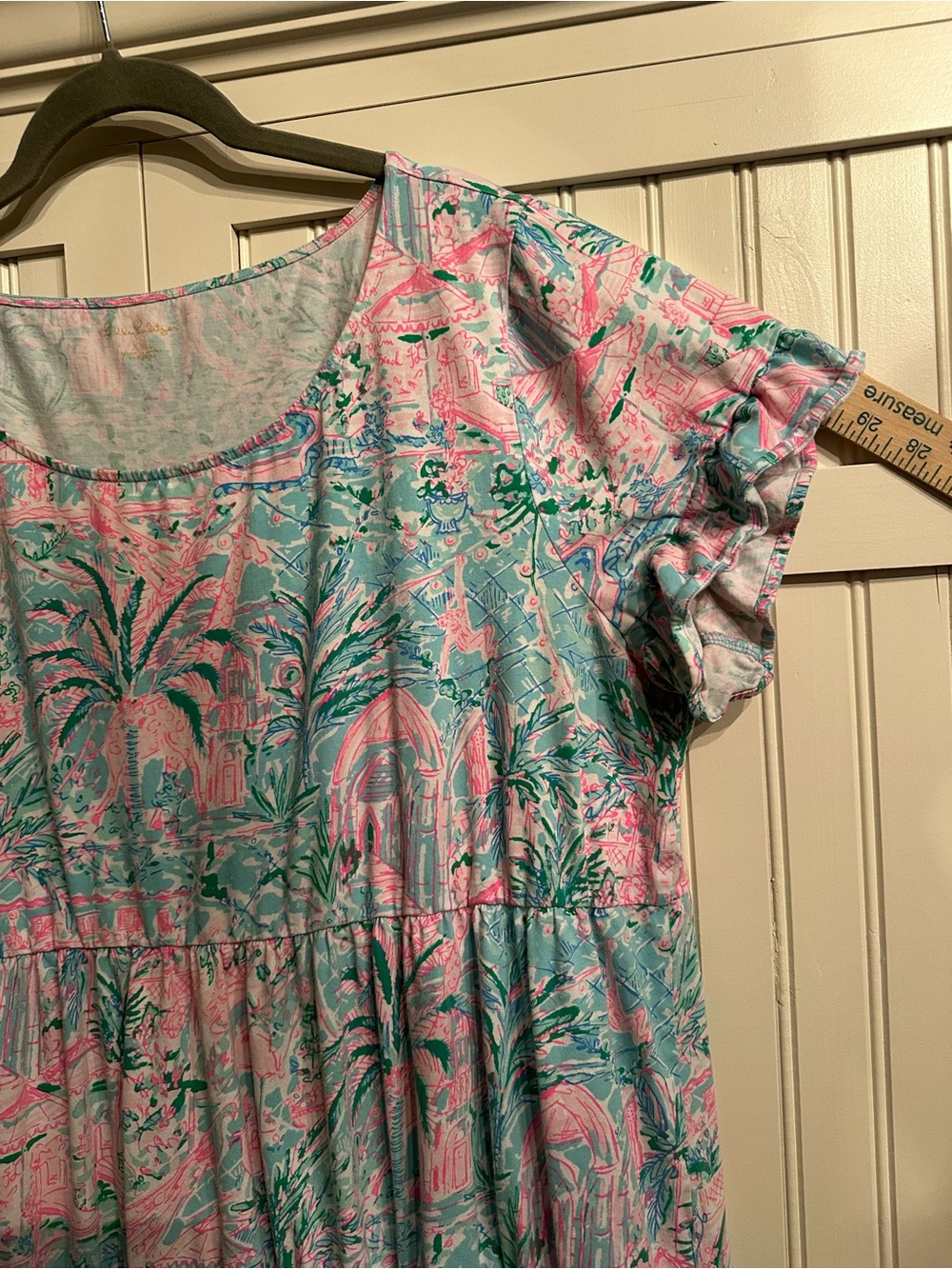 Lilly Pulitzer Jodee Pink & Aqua Tropical Tiered Swing Midi Dress Size XXL - Picture 6 of 10